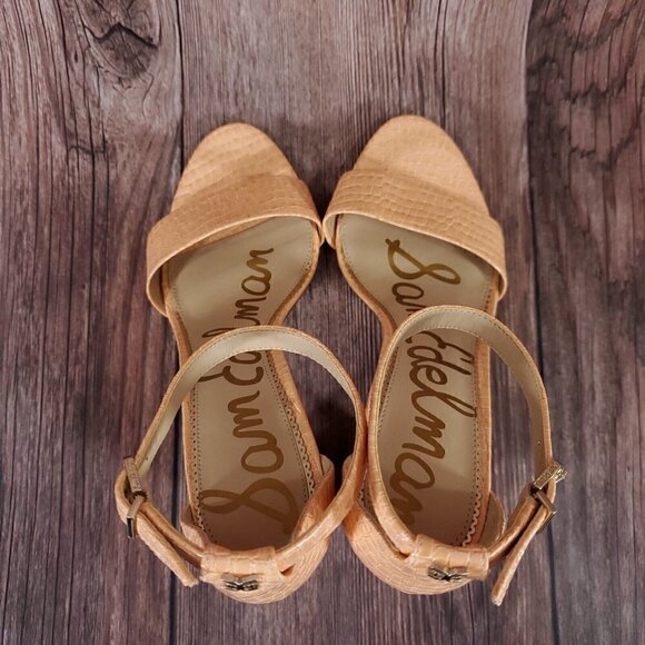 Sam Edelman Yaro 10m Peach Open Toe Adjustable Ankle Strap Leather Heeled Sandal - Picture 6 of 13